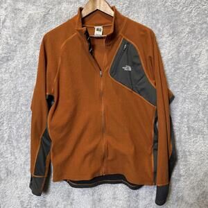 The North Face Men's Fleece Jacket, Rust Orange and Black, Size Large